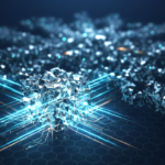 Glowing compact node network representing small language model efficiency against deep blue background