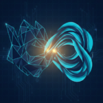 Abstract visualization of AI and human intelligence in dynamic balance, representing the AI skills paradox of 2026