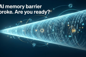 Abstract 3D data ribbon visualization representing Claude's 1 million token context window in deep blue and cyan