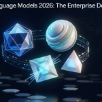 Three glowing 3D AI model cores representing GPT-5, Claude 4, and Gemini 2.5 Pro in a large language models comparison 2026