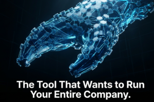 3D glowing claw structure built from interconnected AI agent nodes in deep blue, representing Nvidia NemoClaw enterprise platform