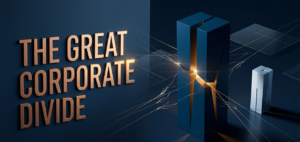 Fractured blue monolith with glowing amber crack representing OpenAI Pentagon deal governance breakdown