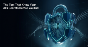 Abstract 3D geometric shield fortress with glowing cyan neural pathways visualizing OpenAI Promptfoo AI security testing.