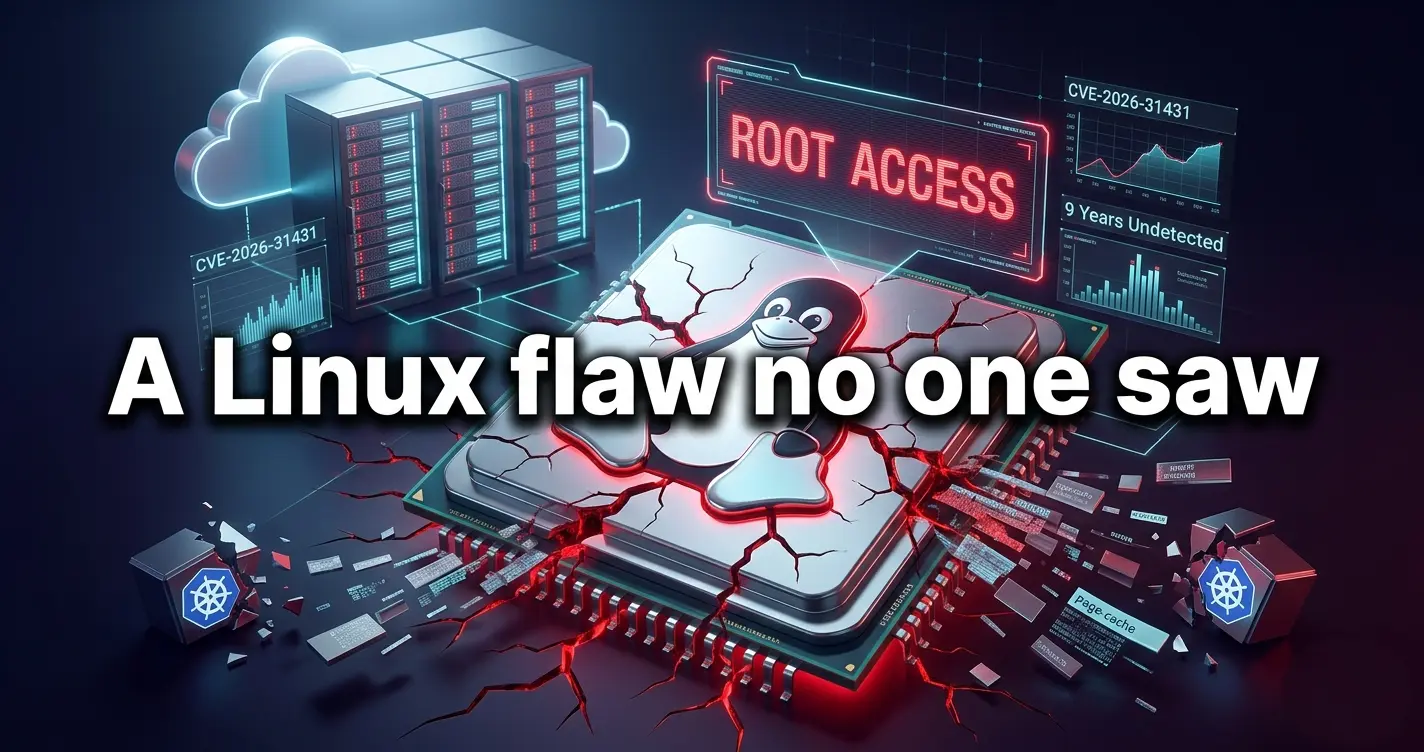 Cracked Linux server chip with glowing root access warning and breached cloud infrastructure visualization