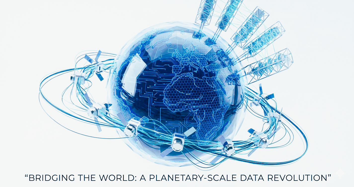 Orbital satellite network and AI data infrastructure visualization representing SpaceX IPO 2026 valuation thesis