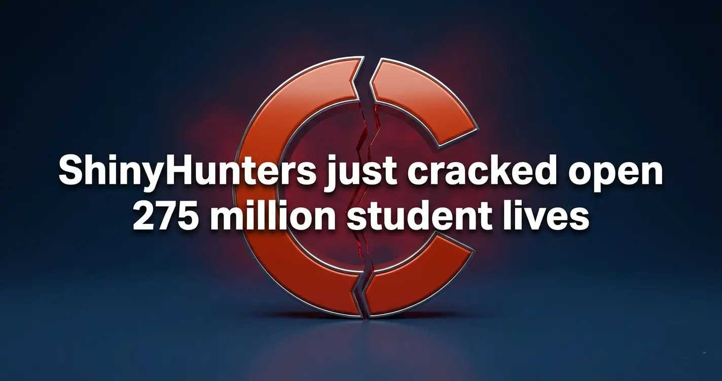 Cracked Canvas LMS logo with crimson glow representing the ShinyHunters data breach affecting 275 million student records worldwide.