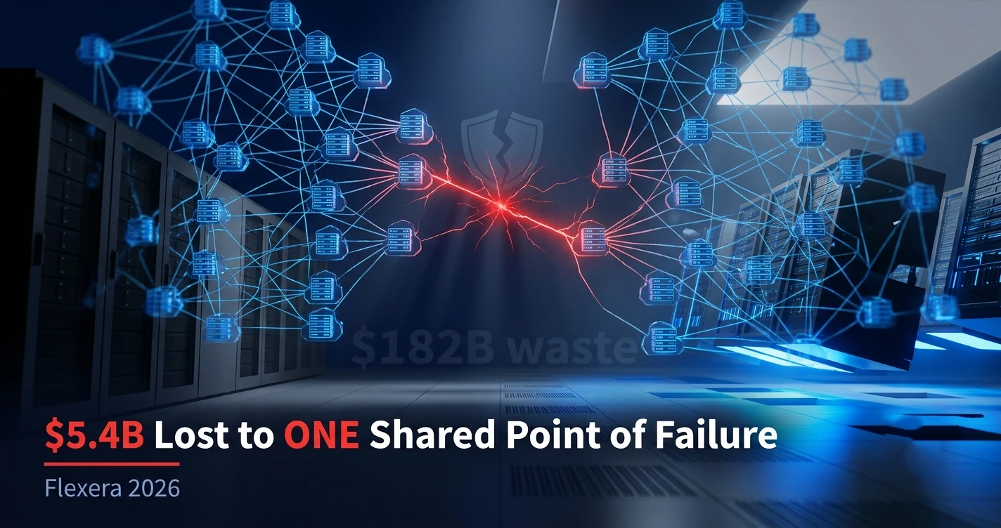 Diagram showing CrowdStrike outage exposing a hidden single point of failure inside enterprise multi-cloud architecture