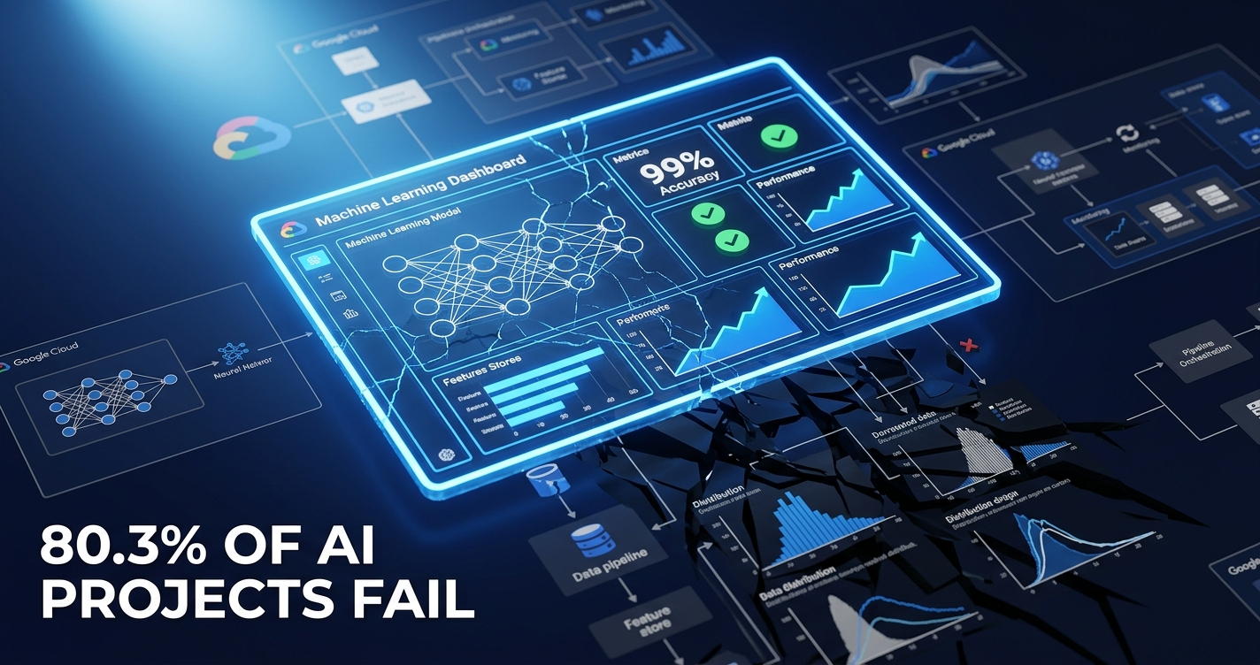 Google Cloud MLOps pipeline showing hidden ML model failures caused by data drift and production deployment issues