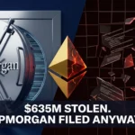 JPMorgan Ethereum filing and DeFi hack losses chart comparing decentralized finance risks versus traditional banking security in 2026