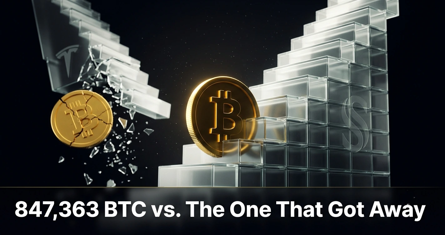 MicroStrategy and Tesla bitcoin holdings compared in 2026 corporate treasury strategy chart