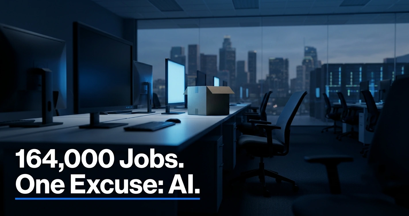 Amazon layoffs 2026: empty tech office desks symbolizing AI-driven job cuts across Amazon, Oracle, and Meta