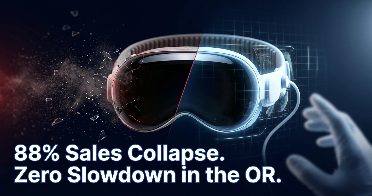 Apple Vision Pro headset used during hospital surgery while consumer sales decline in 2026