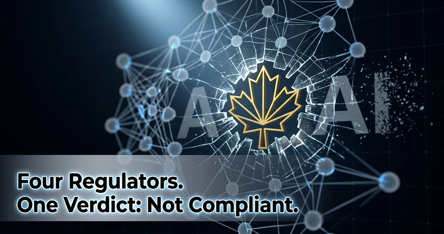 OpenAI ChatGPT logo next to a Canadian government seal representing Canada's 2026 privacy ruling on AI training data
