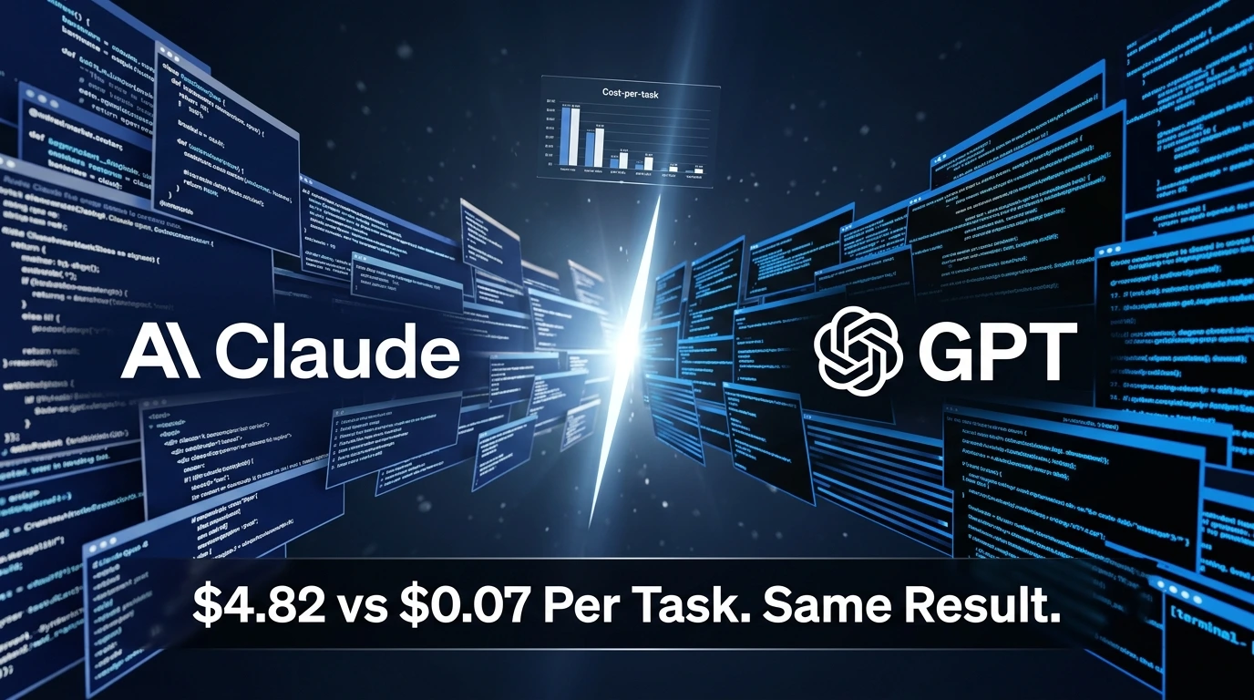 Claude Opus 4.8 and GPT-5.6 Sol compared via glowing AI benchmark data streams on coding cost performance, 2026.