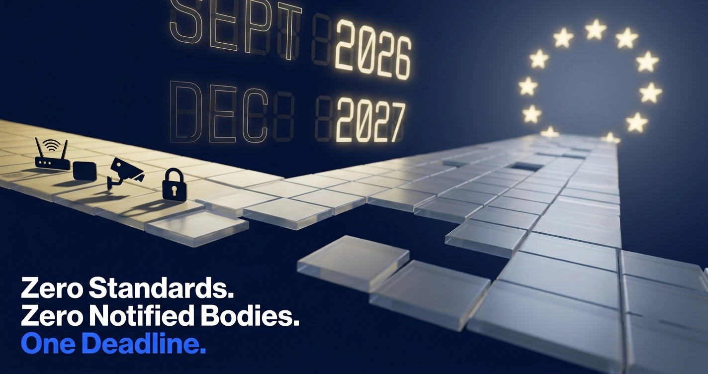 Timeline graphic of EU Cyber Resilience Act deadlines for IoT device manufacturers, 2024 to 2027