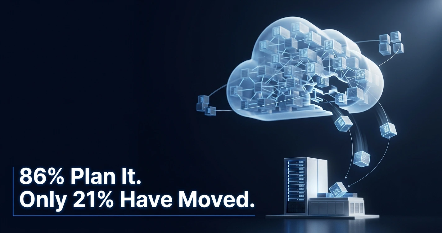 Chart showing 86% of CIOs planning cloud repatriation in 2026 vs GEICO and 37signals real workload data