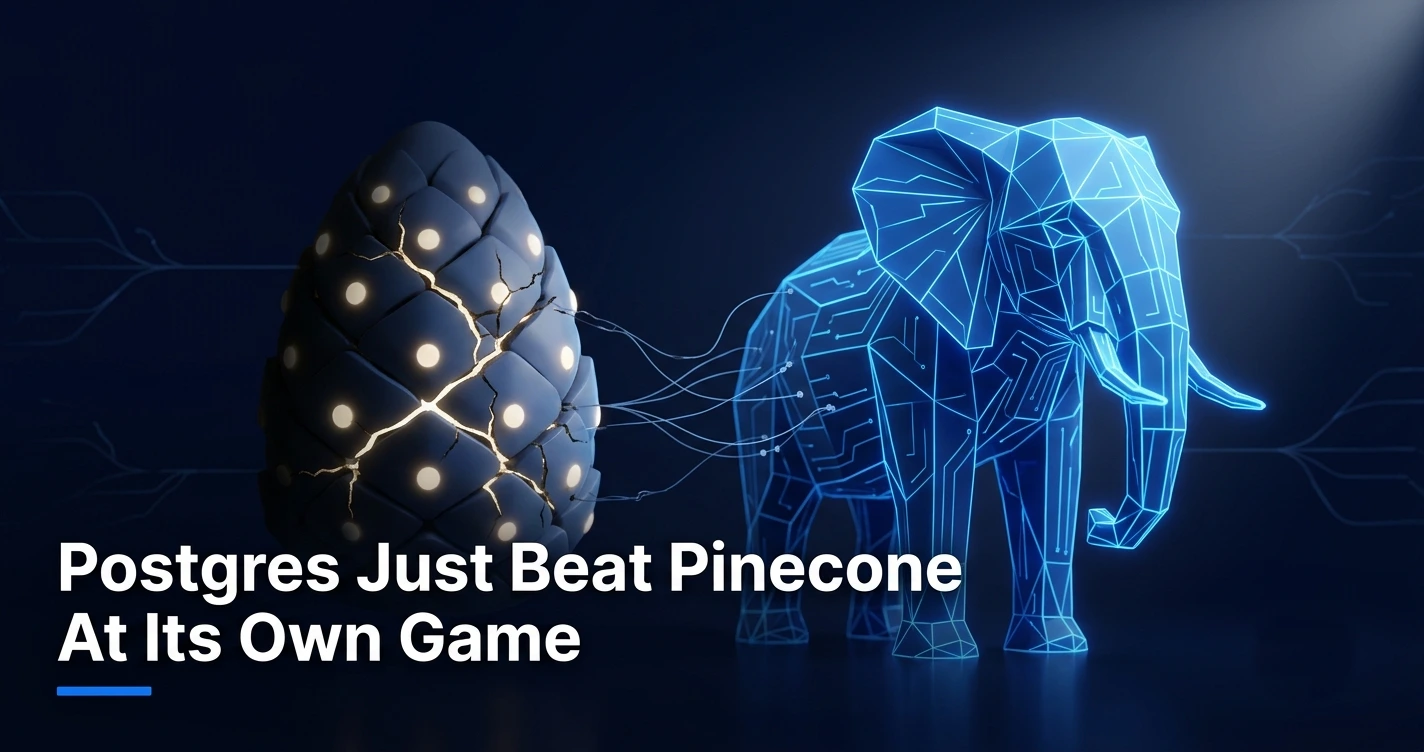 Pinecone vector database losing ground to Postgres pgvector after Pinecone's 2025 CEO change, illustrated as a market shift