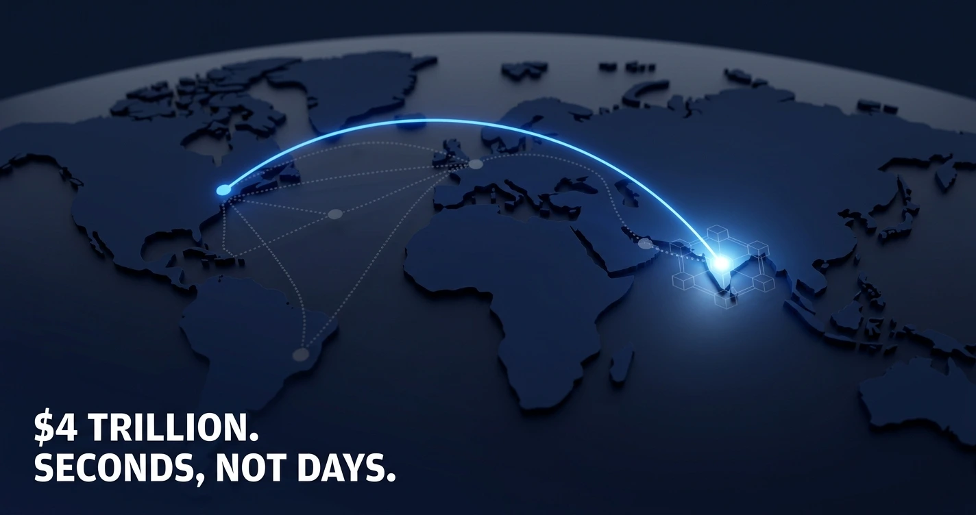 JPMorgan Kinexys blockchain network settling cross-border payments in seconds instead of days through SWIFT