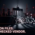 Illustration of Berlin's 2026 Rhysida ransomware breach leaking government files across a network